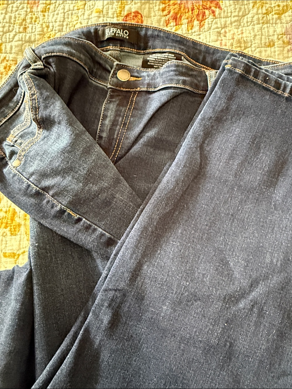 Buffalo David Bitton Navy Blue Jeans with Contrast Orange Stitching